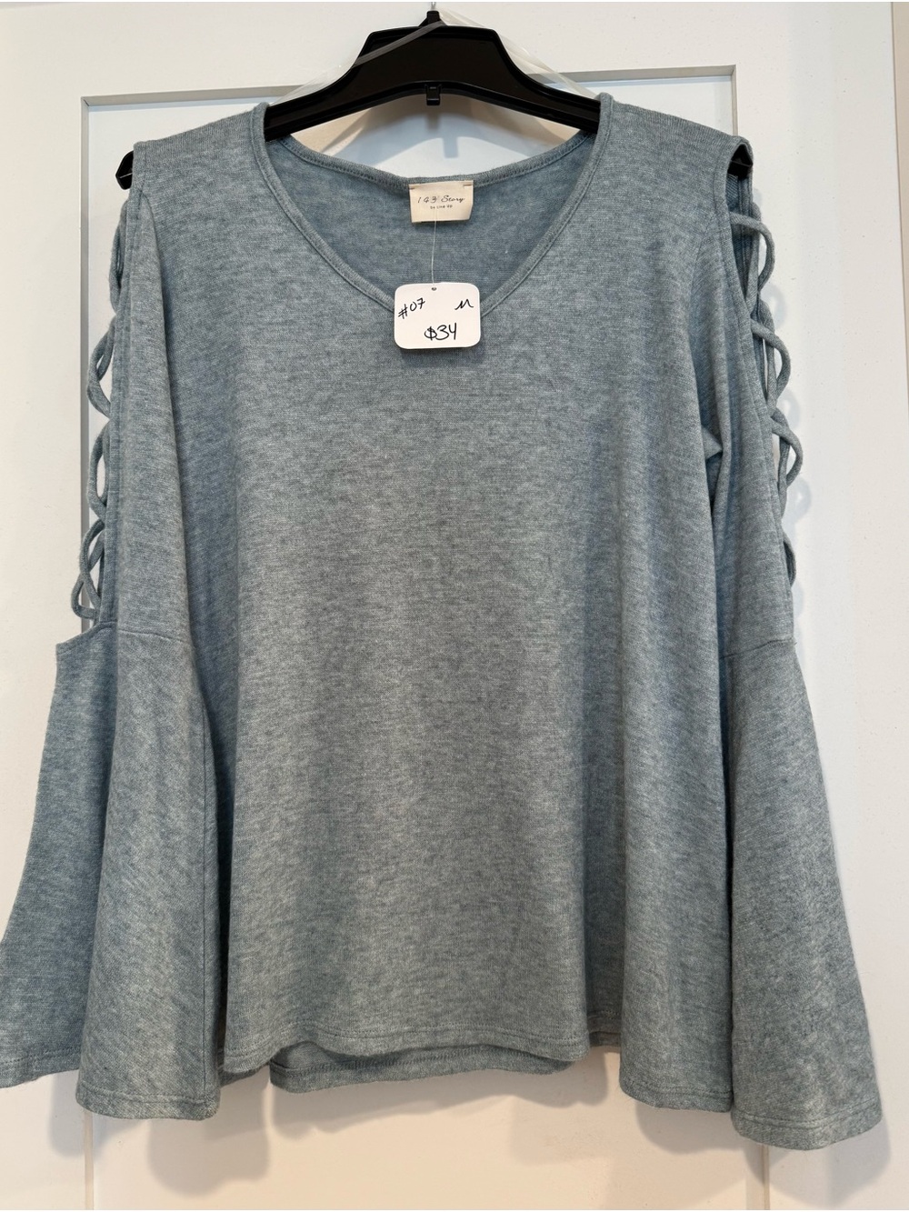 1.4.3. Story by Line Up Light Blue Cold-Shoulder Lace-Up Tunic